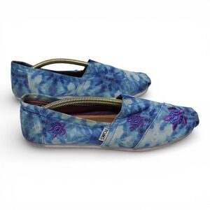 TOMS Alpargata Oceana Women Size 9.5 Blue Good Tie Dye Sea Turtle Slip On Shoes